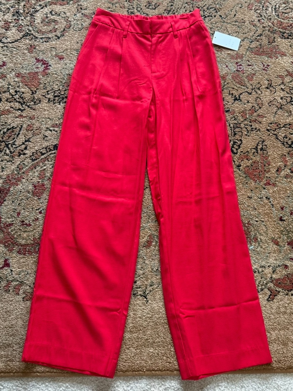 Wide Leg High-Rise Red Pants